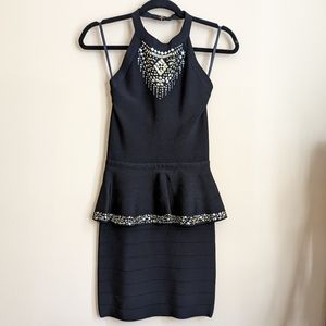 Bebe peplum bedazzled dress